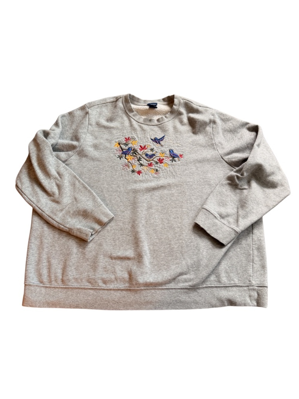 Basic Editions Heather Gray Crewneck Sweatshirt with Blue Detail